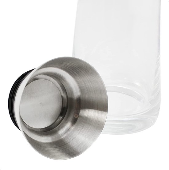 Glazen karaf 1,5 L met roestvrijstalen deksel en geïntegreerd filter