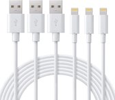 3 Pack - 2 Meter Geschikt voor: Lightning kabel naar USB 2.0 A Male oplaadkabel Geschikt voor: Apple iPhone iPod Airpods & iPad - Wit