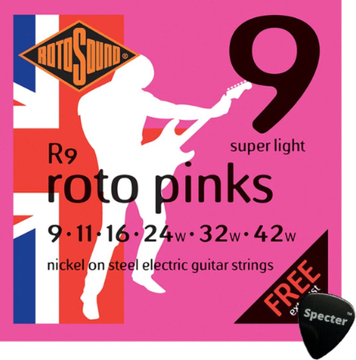 Rotosound Snarenset Elektrische Gitaar Met Specter Plectrum - 009 - 042 Set - Gitaar Snaren