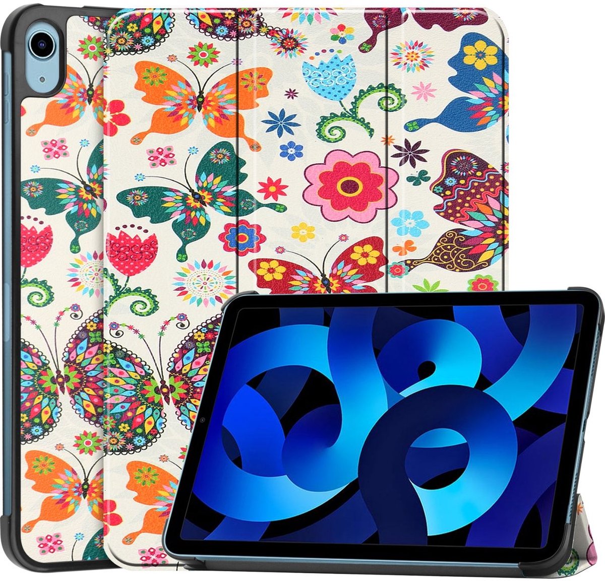 Mobigear Tablethoes geschikt voor Apple iPad 10 (2022) Hoes | Mobigear Tri-Fold Bookcase - Vlinder