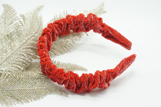 Kerst Glitter haarband – Fluweel glitter - glitter Velvet - Kleur rood – Kerst haarband – kerst accessoire - Haarstrik - Bows and Flowers