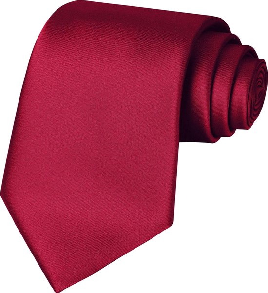 Fako Fashion® - Cravate - Uni - Satin - 8cm - 145cm - Rouge Bordeaux