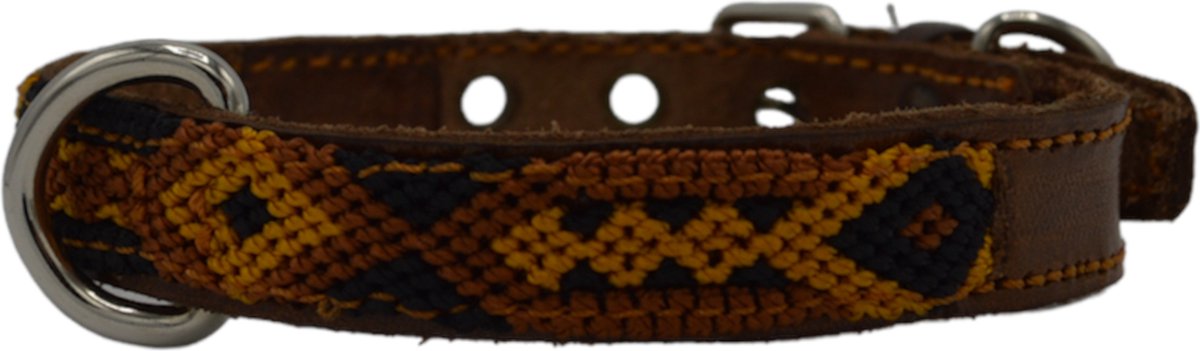 Bohemi Ibiza honden halsband, maat XSmall, 21 - 26cm, Bruin leer