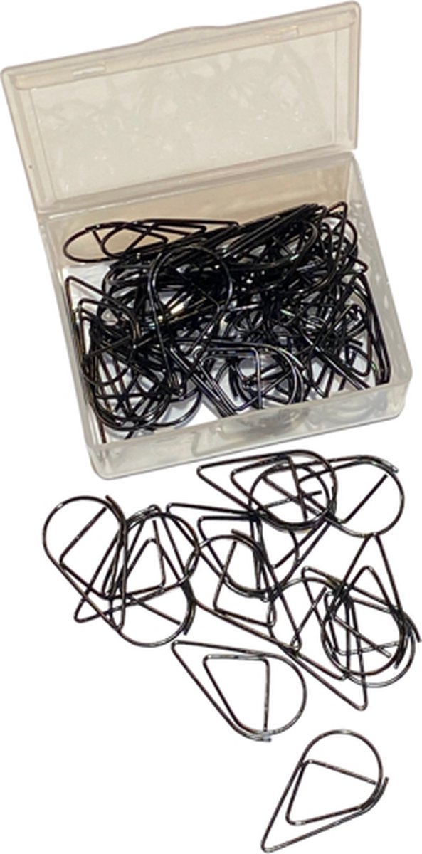 METIWA - 50 Paperclips Druppel Zwart - 2,5 cm - Paperclips In Doosje - Paperclip - Paper Clips