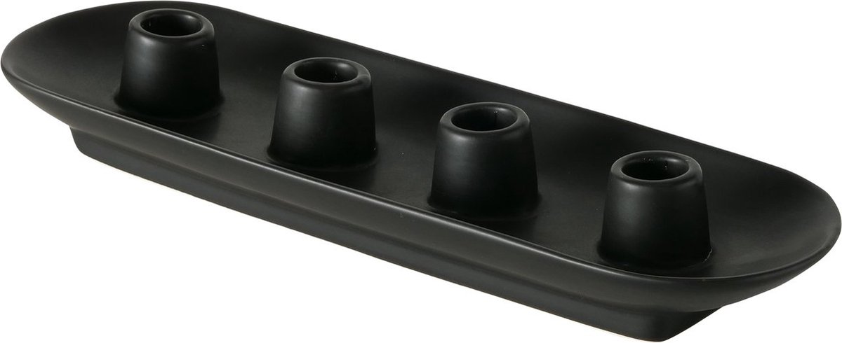 Boltze Home Kandelaar ovaal voor 4 kaarsen 34x10x6cm zwart