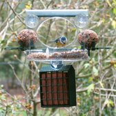 Aniculis - Raamvoederhuis Bolmso Birdfeeder Deluxe PLUS - Geschikt voor 2 vetbollen, 1 vetblok en zaden - Onbelemmerd zicht op de vogels
