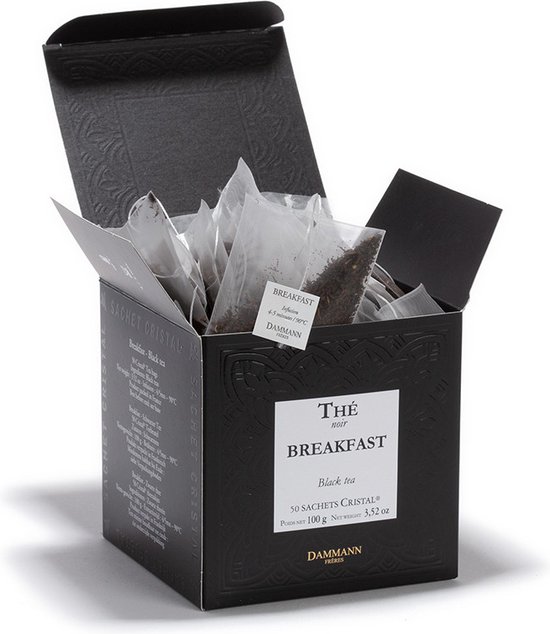 Dammann Frères - Breakfast 50 Cristal zakjes - Ontbijtthee Assam - Darjeeling - Ceylon blend - Composteerbare theebuiltjes