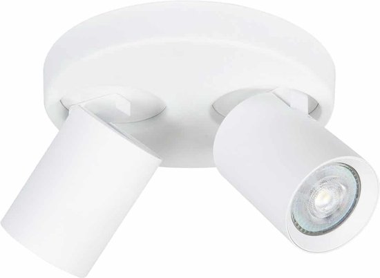 Moderne ronde spot Oliver | 2 lichts | wit | kunststof / metaal | Ø 17 cm | badkamer lamp | modern / stoer design