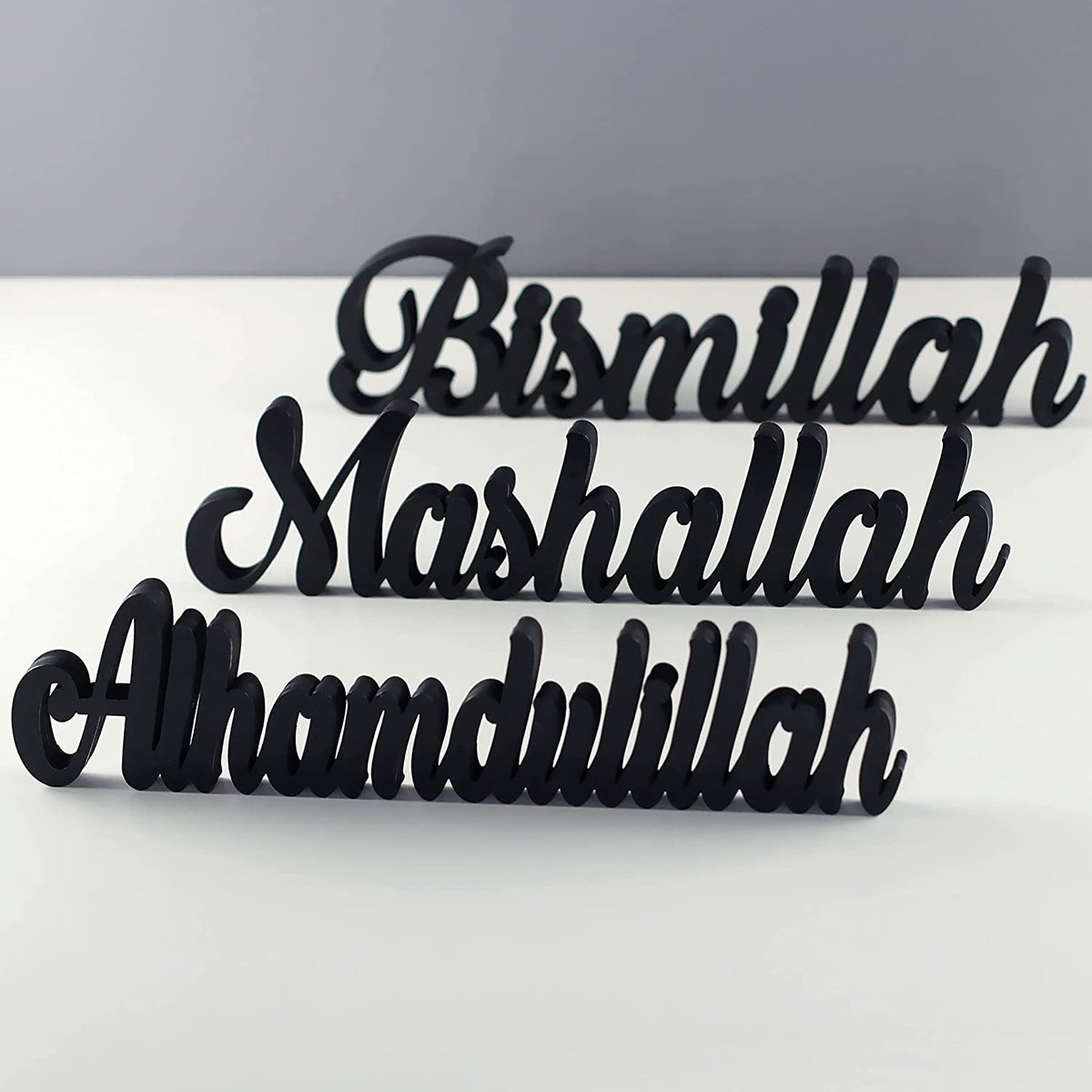 Scrivi Alhamdulillah In Arabo - Decorazione Tavolo Ramadan In Acrilico Argento Lucido - Iwa Concept
