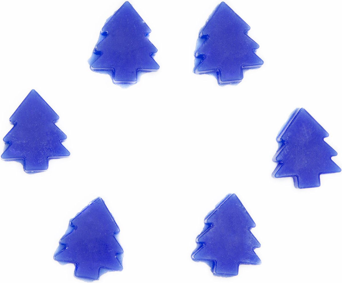 Wax melts, 6 stuks, Kerstboompjes, Blauw, Oceaangeur, Winter, Kerstmis