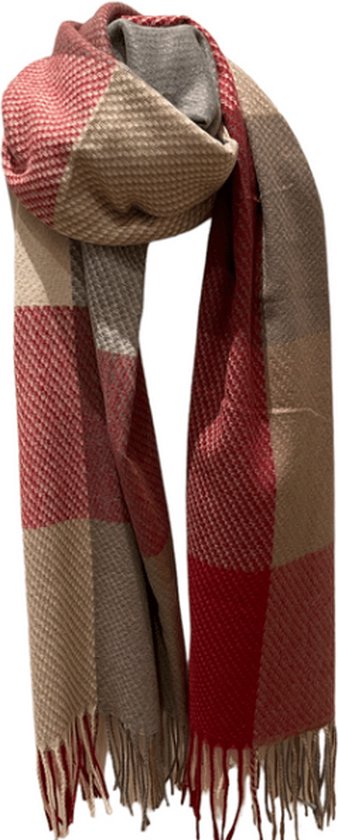 ASTRADAVI Winter Sjaals - Sjaal - Warme en Zachte Unisex Omslagdoek - Lange Tassel Sjaal 190x70 cm - Geruit - Bordeaux, Bruin, Kaki
