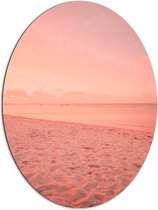 Dibond Ovaal - Strand met Roze Gloed - 72x96 cm Foto op Ovaal (Met Ophangsysteem)