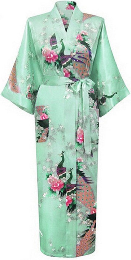 KIMU® Kimono - Yukata Satijn Onder de Knie - Ochtendjas Kamerjas Badjas