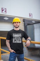 Rick & Rich - T-Shirt Keeper of Currents- T-Shirt Electrician - T-Shirt Engineer - Zwart Shirt - T-shirt met opdruk - Shirt met ronde hals - T-shirt met quote - T-shirt Man - T-shirt met ronde hals - T-shirt maat L