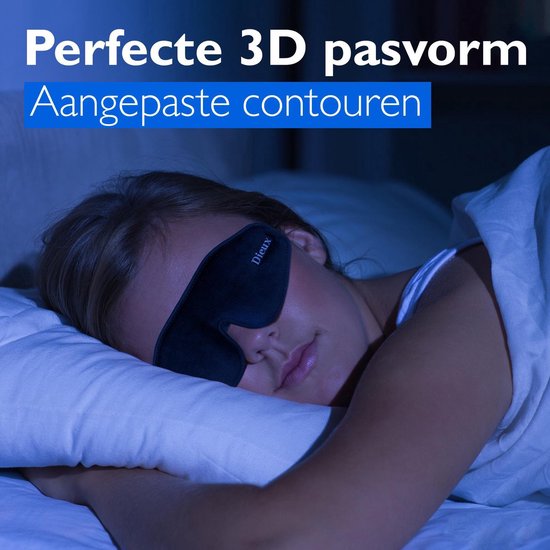 Dieux® - Luxe 3D Slaapmasker - Zwart - Oogmasker - Nachtmasker - 100% Verduisterend – Slapen - Incl. Oordoppen en Opbergzakje – Slaap – Reismasker – Powernap – Yoga – Reizen - Slaapmasker Vrouwen - Reizen Assecoires - Dieux®