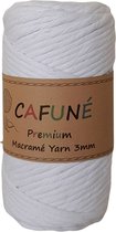 Cafuné Macrame Garen Premium-Wit-3mm-70 meter-Single Twist-Uitkambaar-Gerecycled katoen-koord