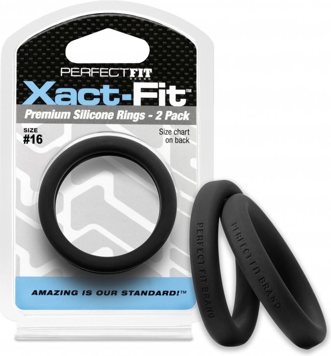 Goedkoopste 16 Xact-Fit Cockring 2-Pack - Black