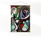 Textielposter Picasso Meisje voor een spiegel 1932 XL (125 X 90 CM) - Wandkleed - Wanddoek - Wanddecoratie