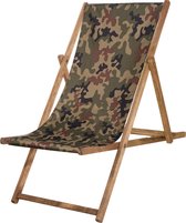 Chaise longue en bois Springos | Chaise de plage | Chaise longue | Ajustable | Bois de hêtre | Fabriqué à la main | armée verte