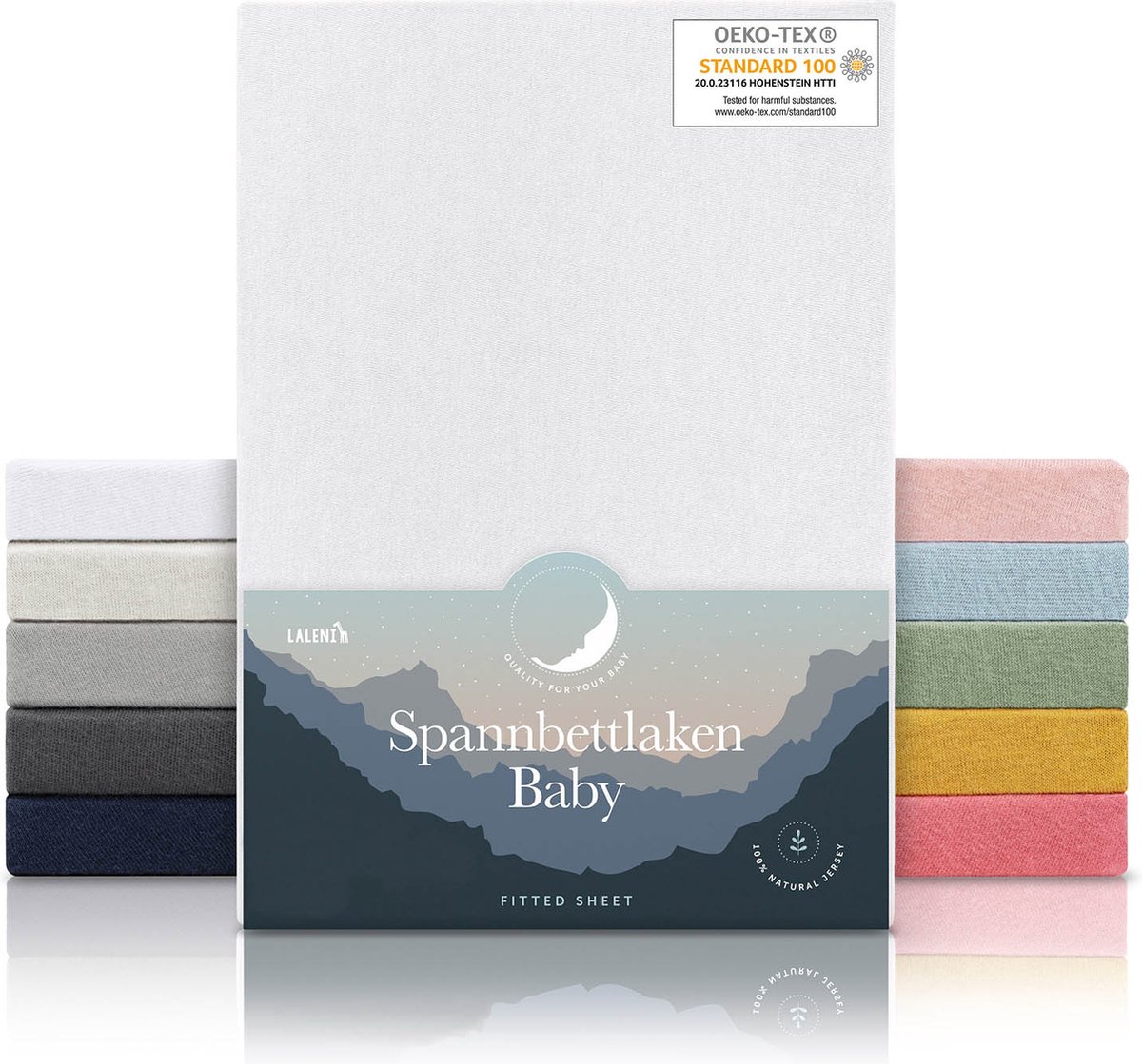Laleni Jersey Baby/Kind Hoeslaken - Actief Ademend - Oeko-Tex Certificeerd - Babybed, Wieg, Kinderbed 60 x 120 x 15cm, wit