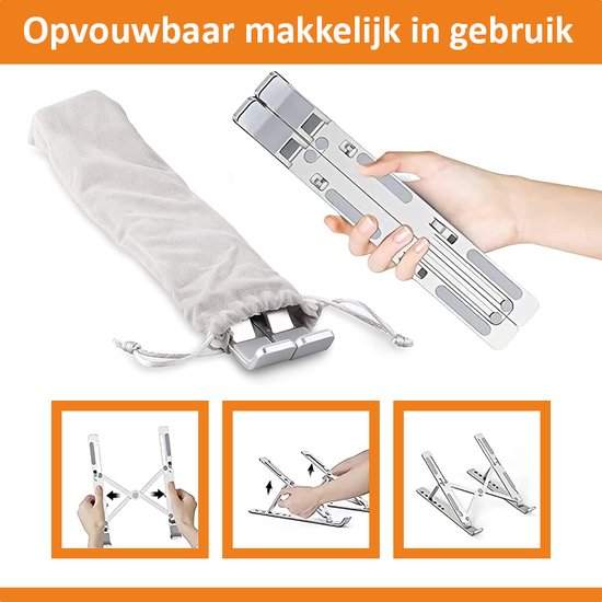 Laptop Standaard Verstelbaar Universeel - Laptop houder - Laptopsteun - Laptophouder - Ergonomisch - Aluminium - t/m 17 inch