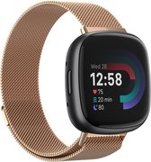 Strap-it Smartwatch bandje - Milanees bandje - geschikt voor Fitbit Versa 4 / Fitbit Sense 2 - rosé goud - Maat: Maat S