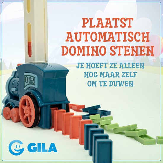 Gila Domino Trein met 240 Domino Stenen - Automatisch Domino Bouwen - Dominostenen - Speelgoed Trein - GILA