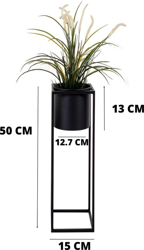 Pot de fleur noir à hauteur carrée 30 cm | bol