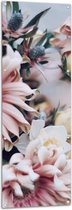 Tuinposter – Roze met Witte Bloemen van Dichtbij - 50x150 cm Foto op Tuinposter (wanddecoratie voor buiten en binnen)