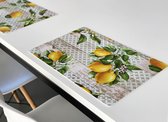 Set de table lavable de Luxe - rectangulaire 45cm x 31cm - Citrons - Par lot de 12 pièces