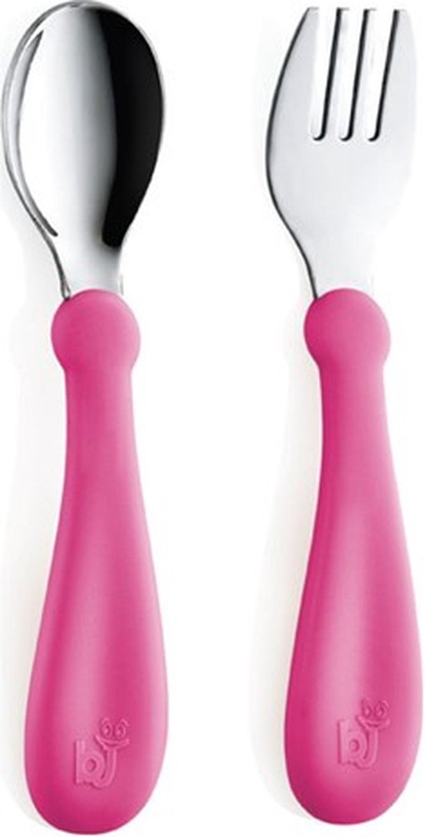 Goedkoopste Babyjem Vork En Lepel Metaal Roze