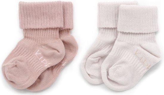 KipKep Blijf-Sokjes - babysokjes - Mauve - Maat 6-12 maanden - 2-pack - zakken niet af - stay-on-socks
