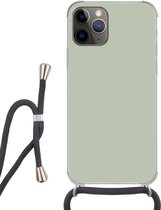Cordon téléphonique - Chaîne téléphonique - Étui avec cordon iPhone 11 Pro - Couleur - Vert menthe - Intérieur - Siliconen - Bandoulière - Étui téléphone avec cordon