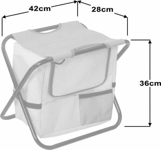 Opvouwbare en lichtgewicht kampeerkruk - Visstoel met geintergreerde koeltas 36x28x42cm van Merkloos — afbeelding 2
