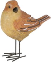 Decoratie Tuinbeeld vogeltje - lijster - metaal - 10 cm - Dieren beelden