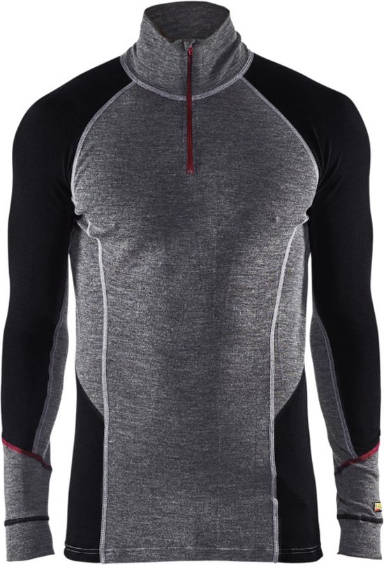 Blaklader Onderhemd zip-neck 100% merino XWARM 4699-1736 - Medium Grijs/Zwart - XXL