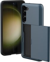 Coque Samsung Galaxy S23 - Espace pour 2 cartes - Coque de téléphone iMoshion avec porte-cartes - Bleu foncé