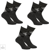 Boru Bamboo - 3-Pack - Geruite Sokken - Bamboe - Hypoallergeen - Heren / Dames - antraciet - 43-45 - 2325