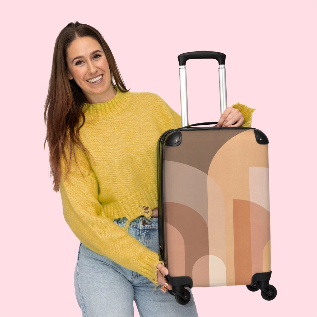NoBoringSuitcases.com - Oranje koffer dames - Origineel cadeau voor vrouwen - Past binnen 55x40x20 cm / 55x35x25 cm - Trolley handbagage - Cabin size reisbagage - Valiezen met wieltjes volwassenen - Harde reiskoffer op wielen - Rolkoffer lichtgewicht – foto 8