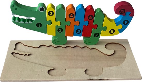 Eramic - Houten Puzzel Krokodil - Gratis Verzending - 3D Kinder Puzzel- | bol.com