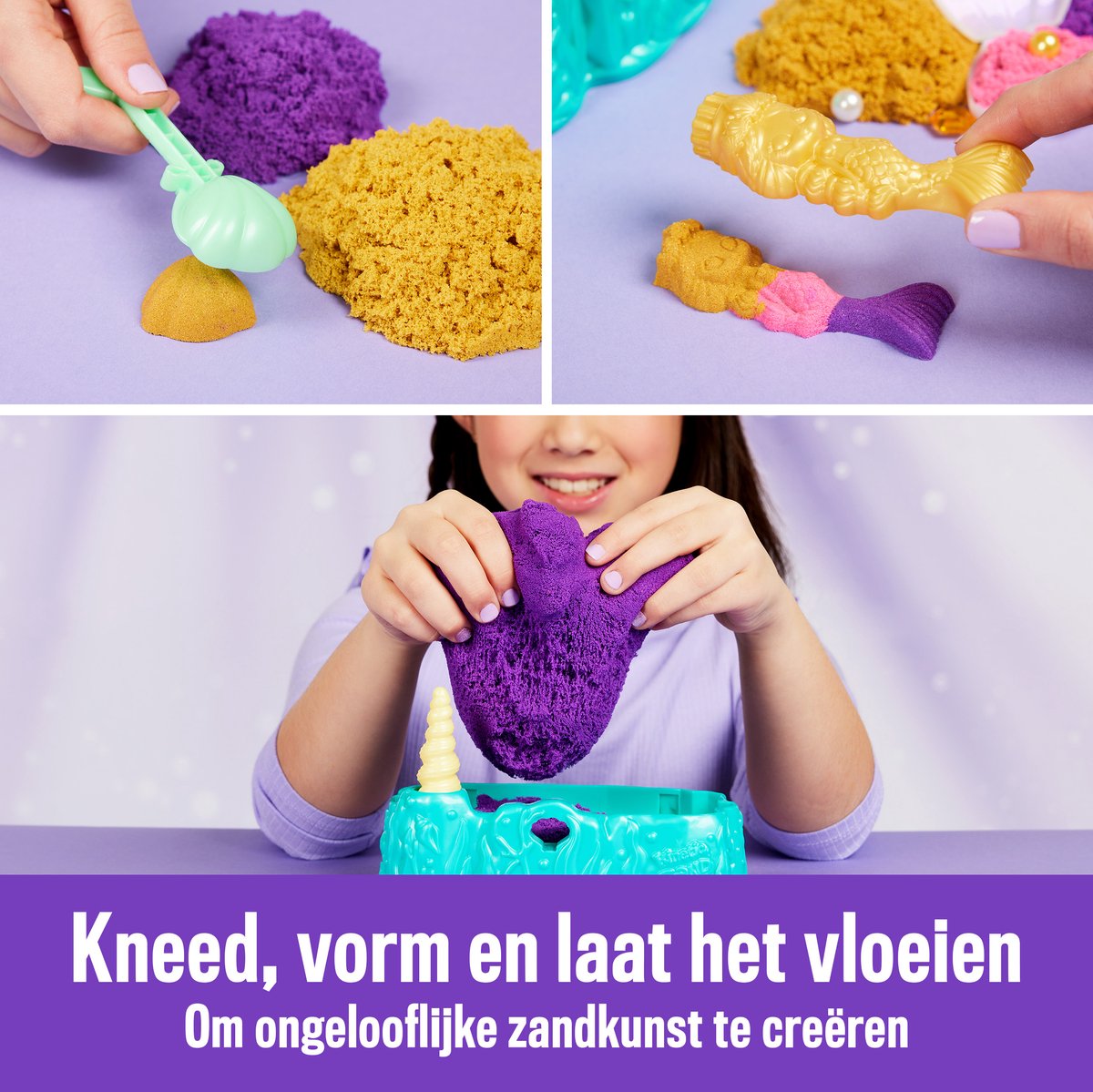 Kinetic Sand - Sandwhirlz-speelset met speelzand in 3 kleuren - 907 g - Sensorisch speelgoed