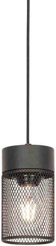 QAZQA jim - Industriele Hanglamp - 1 lichts - Ø 10 cm - Zwart - Industrieel - Woonkamer | Slaapkamer | Keuken