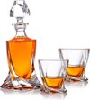 3-delige set karaf glazen whiskyset - cadeauset van glas - whiskey karaf 800 ml met 2 whiskyglazen 300 ml voor rum, scotch, cognac - cadeau-idee voor mannen - met geschenkdoos