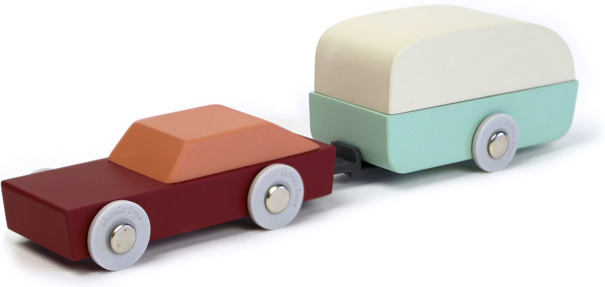 IKONIC - Houten Auto met Caravan - design Floris Hovers - FSC