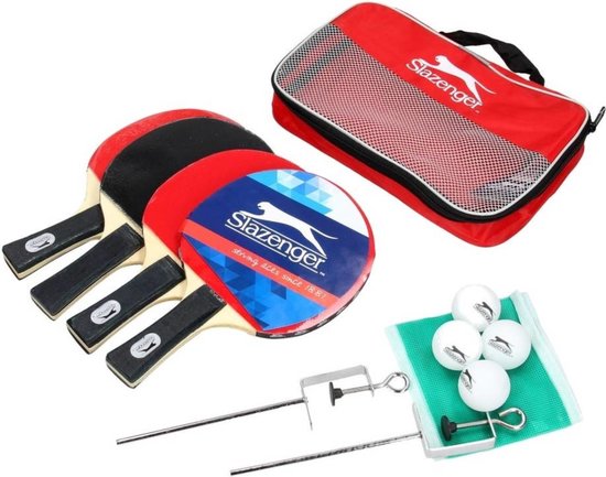 Slazenger Set De Tennis De Table 15 Pièces - 4 Raquettes Ping Pong, 10 Balles Et Sac De Transport - Idéal Pour Maison, Plage Et Parc