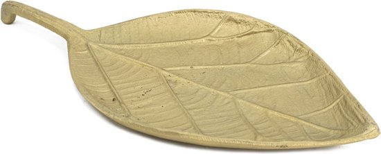 Schaal blad goud - amberblokjes - 30x15x2cm - Kolony