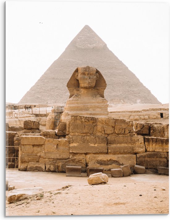 Acrylglas - Piramide van Chefren met Sfinx ervoor - 30x40 cm Foto op Acrylglas (Wanddecoratie op Acrylaat)