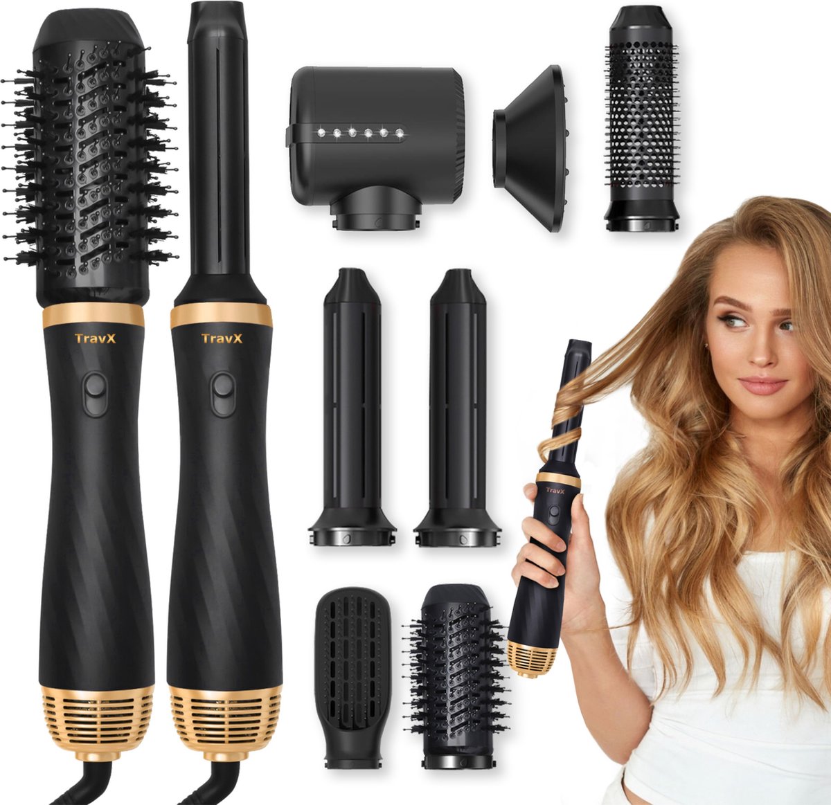 Airstyler Krultang 7 in 1 Multistyler - Föhnborstel - Föhn met Diffuser ...