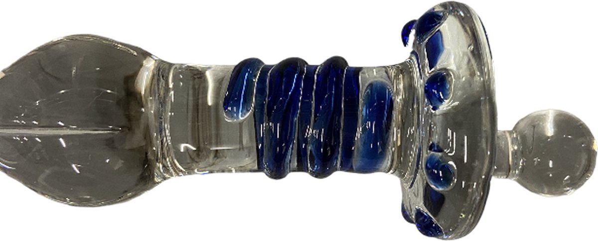 Goedkoopste Glaswand Unieke Glazen Dildo Transparante Met Blauwe Ribbel