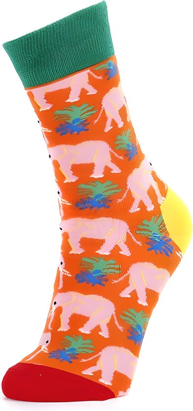 Sokken Unisex - Gekleurde Sokken met Olifanten - Maat 38-45 - One Size Fits Most - Mannen en Vrouwen - Grappige Sokken